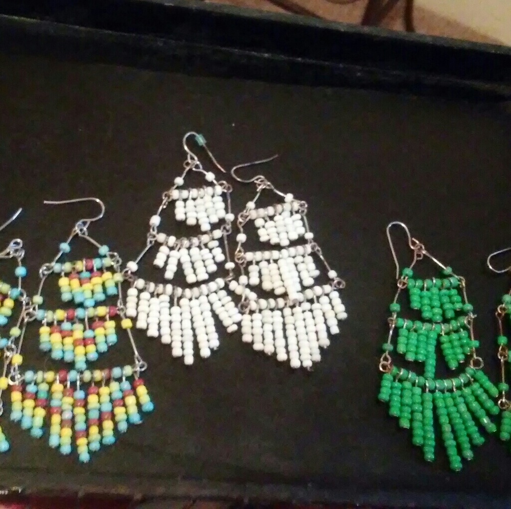 Three pair's of Native American earrings